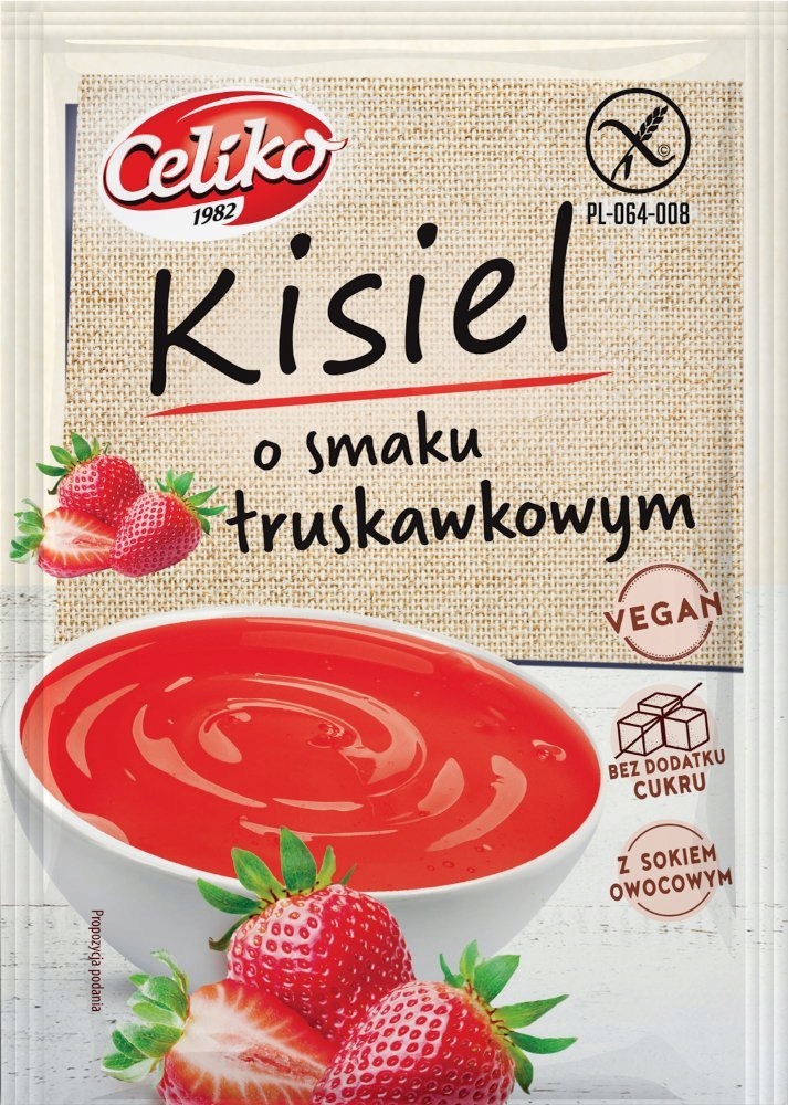 Kisiel TRUSKAWKOWY z sokiem BEZ CUKRU Vege Celiko