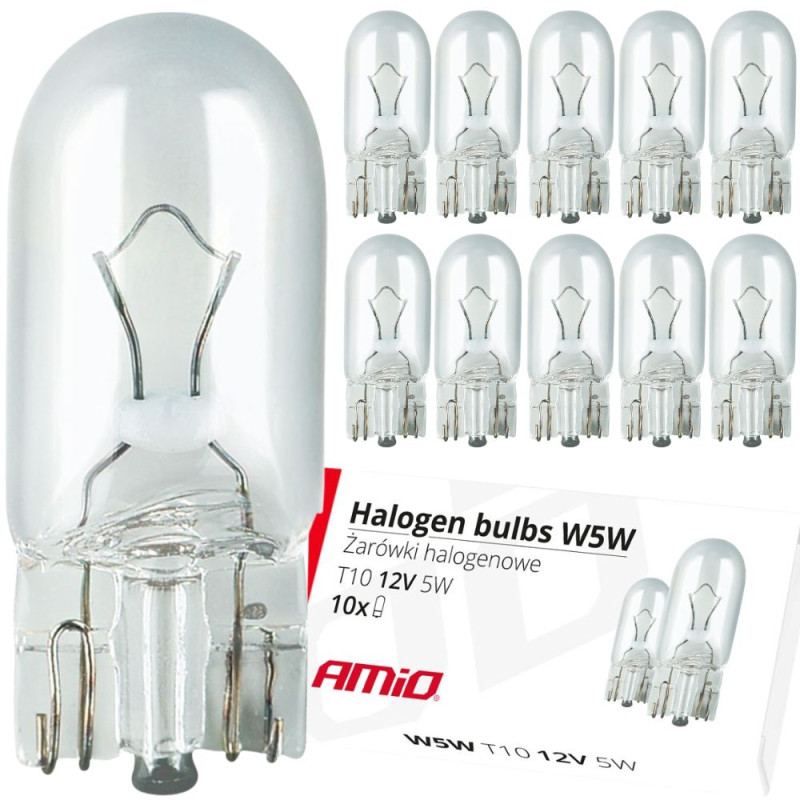 Żarówki W5W Samochodowe Żarówka Postojowe Postojówki W2.1x9.5d 12V 10 Szt.