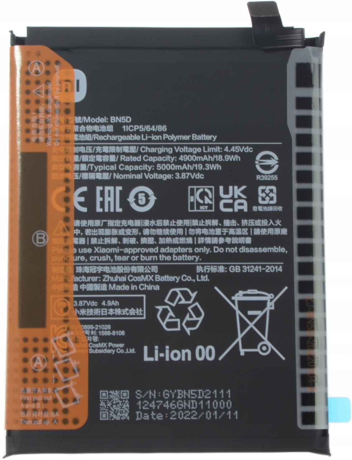 Oryginalna Bateria do Xiaomi Redmi Note 11 11s BN5D 4900mAh