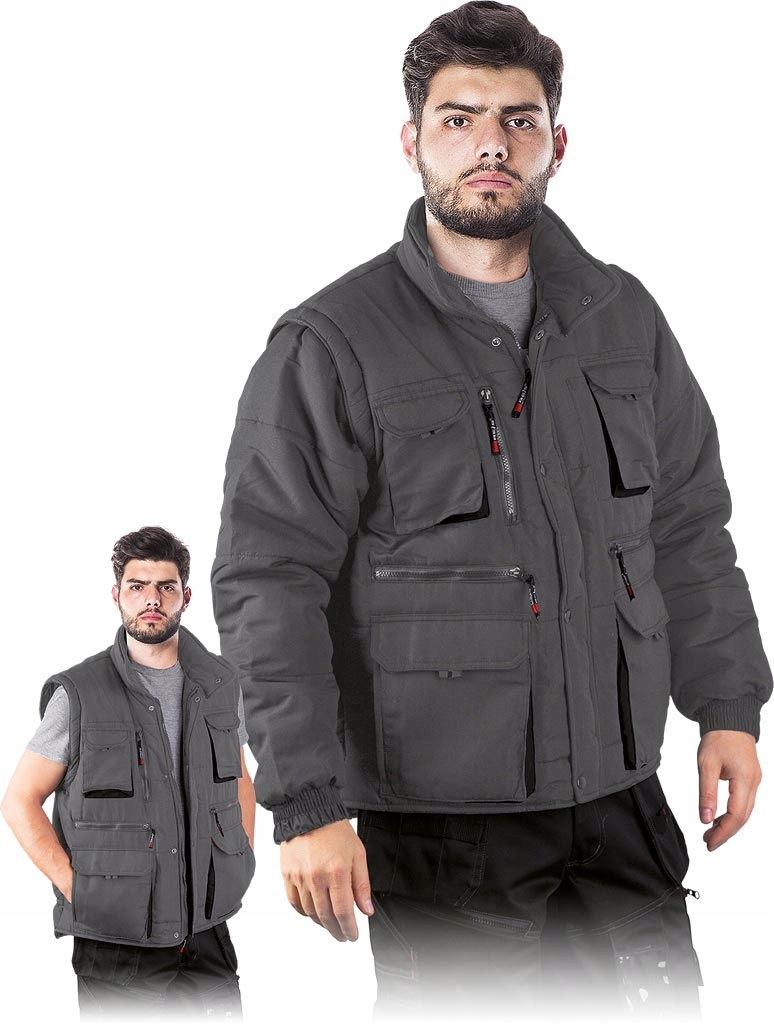 Kurtka robocza zimowa ocieplana odpinane rękawy 2 w 1 bezrękawnik r. L