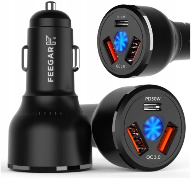 

Feegar Ładowarka samochodowa 3xUSB 9A QC3.0 66W Pd