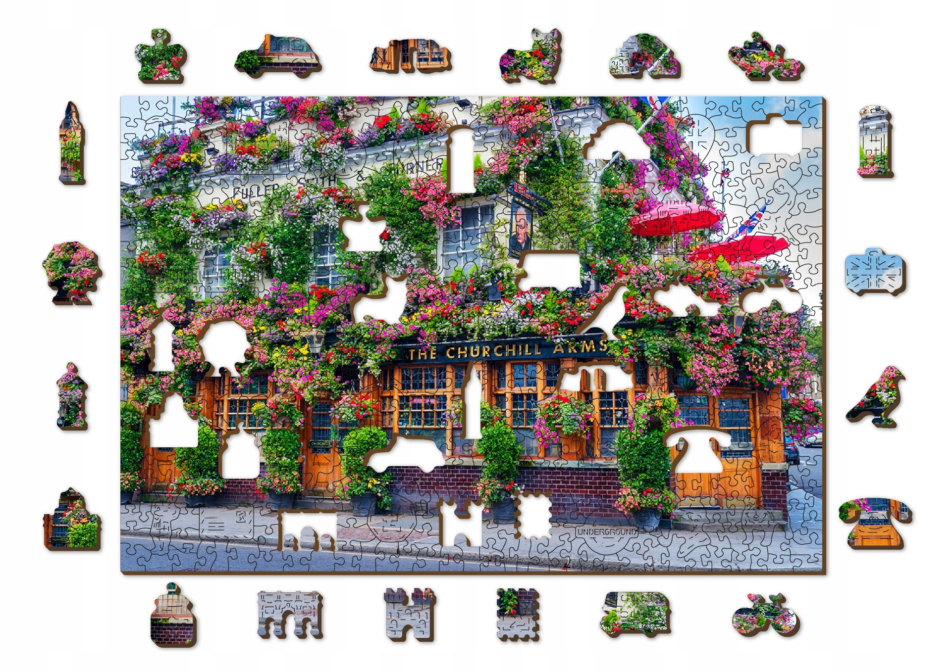 Drewniane Puzzle Londyński pub 500 +5 elemenów