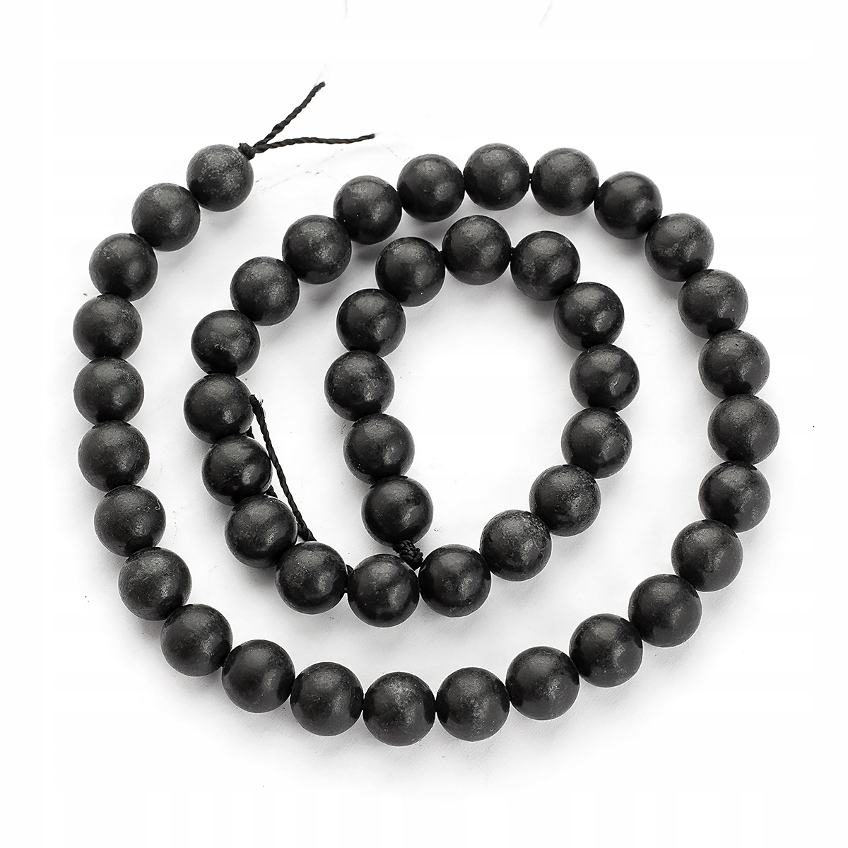 Korálky Přírodní Šungit, Karélie, 8-8.5mm, Otvor 0.8mm, 46 Ks/37cm/nic
