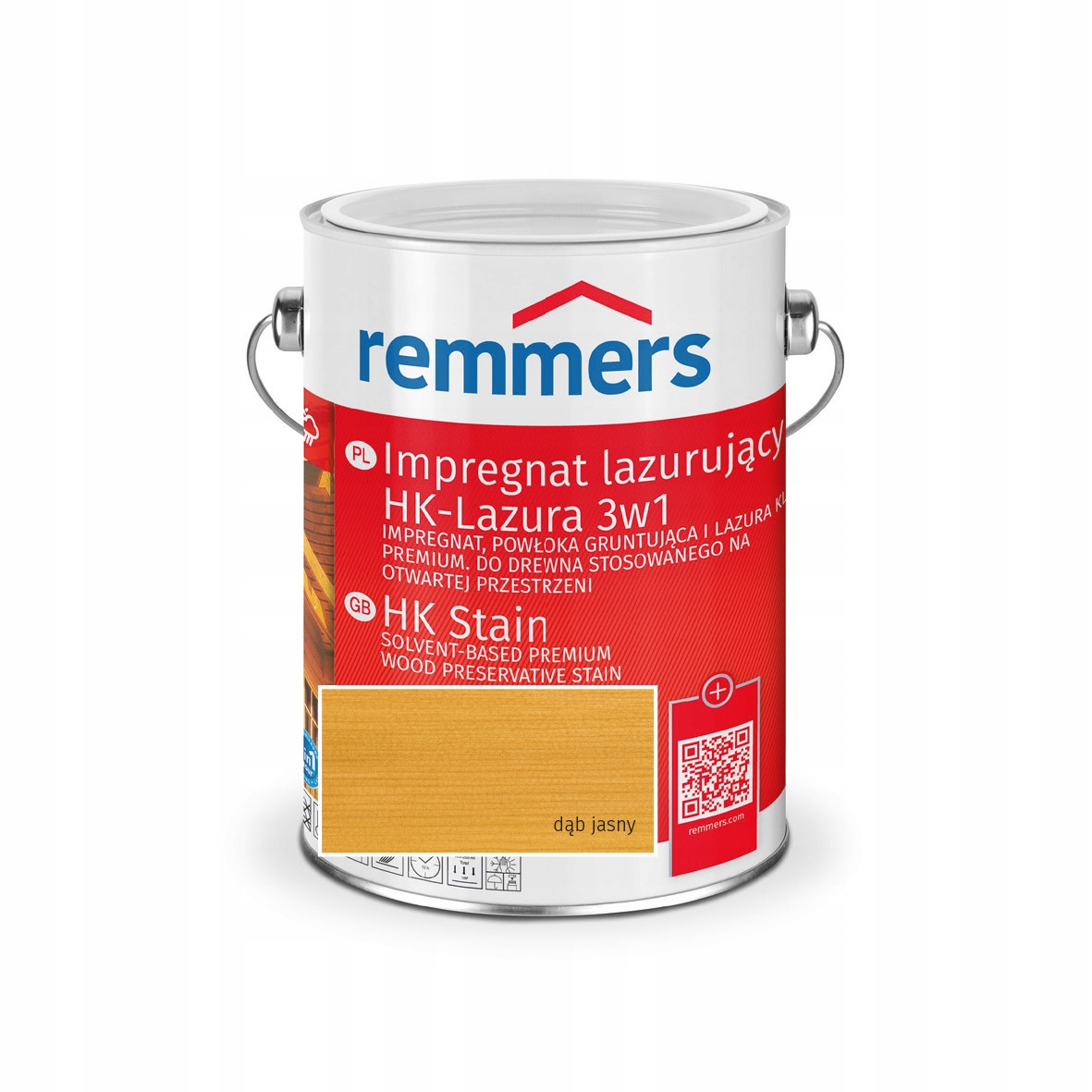 Impregnat lazurujący do drewna Remmers Hk Lazura 3w1 2,5L dąb jasny