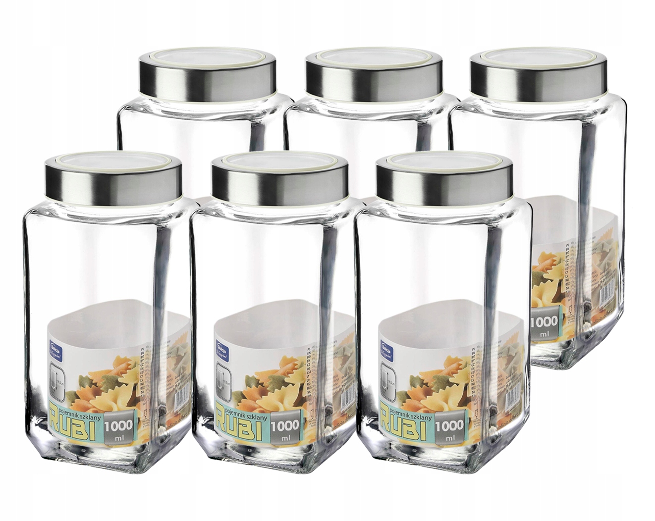 

Pojemniki Szklane Rubi 6x1000ML Białe