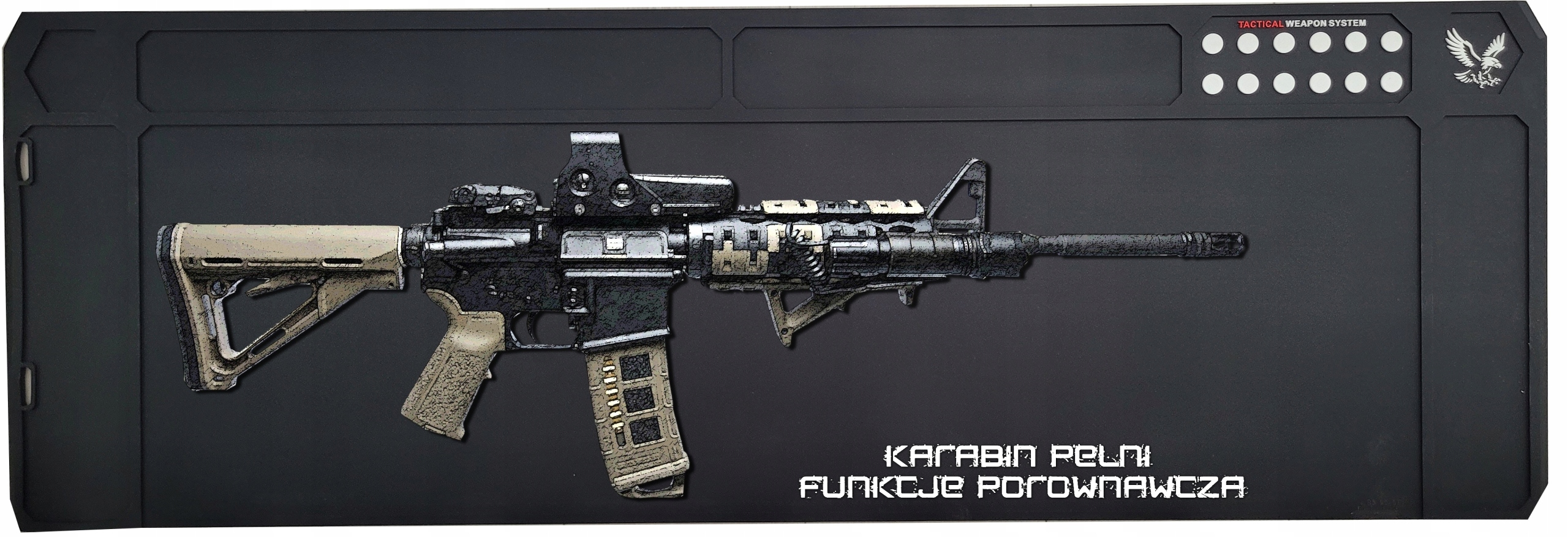 Antypoślizgowa mata do czyszczenia broni długiej 122x40, Magnesy AK47 AR15