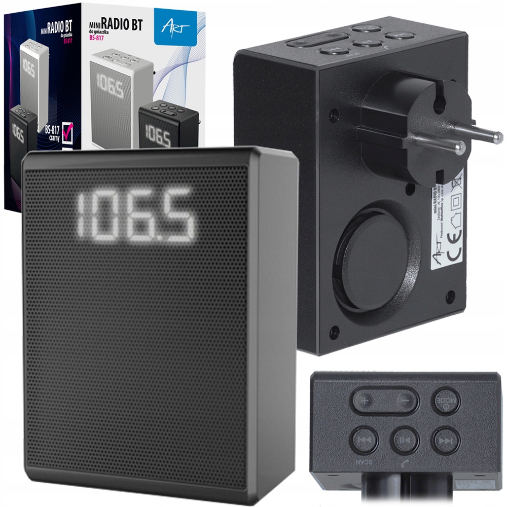 MAŁE KOMPAKTOWE RADIO FM DO GNIAZDKA BLUETOOTH WYŚWIETLACZ LED KUCHENNE