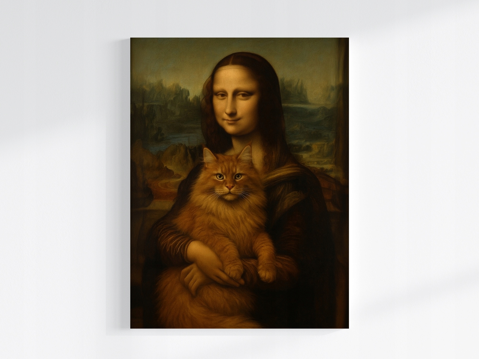 Obraz Na Plátně Canvas Da Vinci Parodia Mona Lisa Gioconda Rudá Kočka 60x80