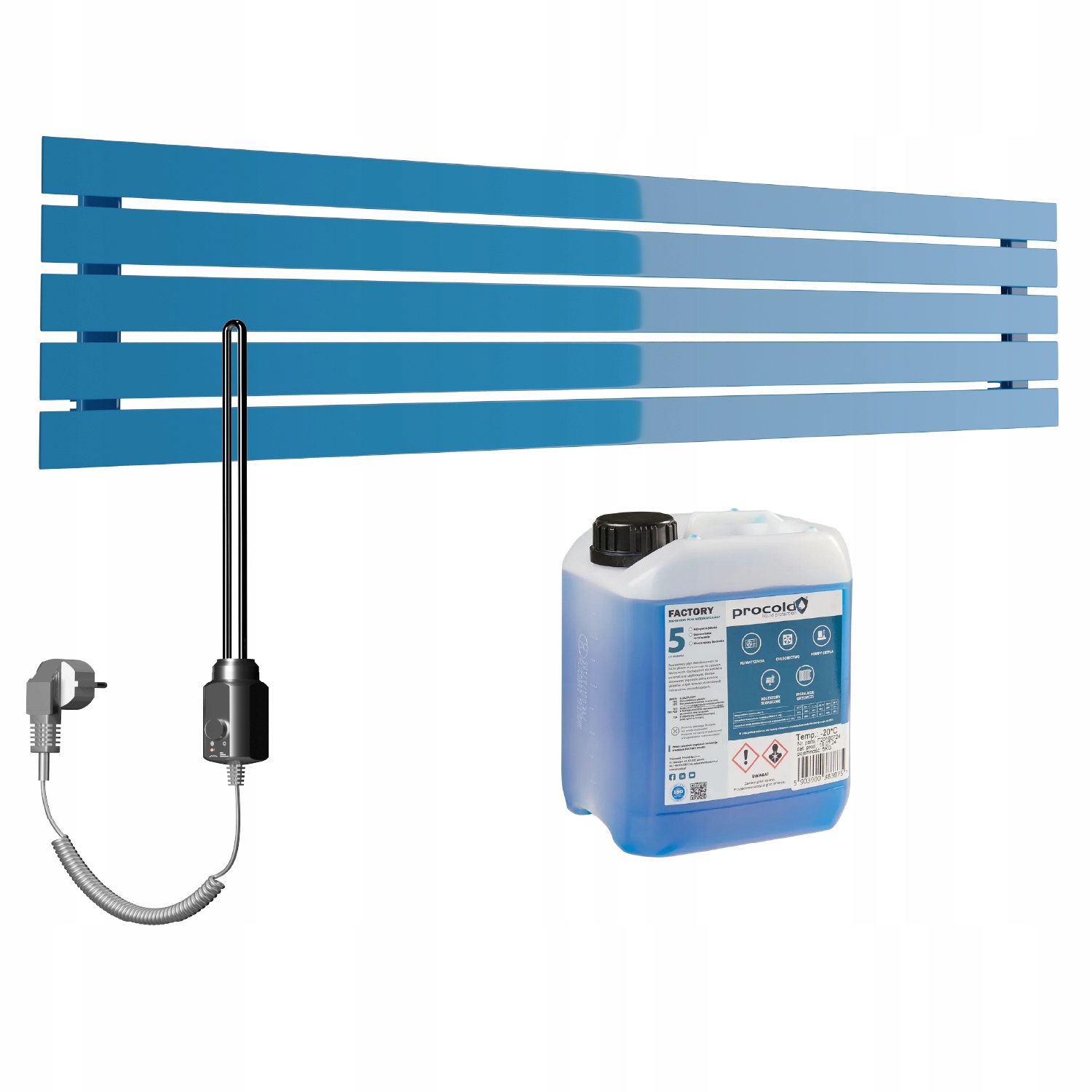 Set Horizontální elektrický ohřívač Bello 38x160 Modrý