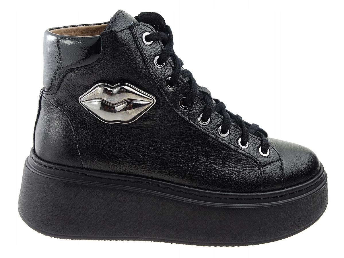 Lemar platformy sneakersy 10153 czarne, skóra 39