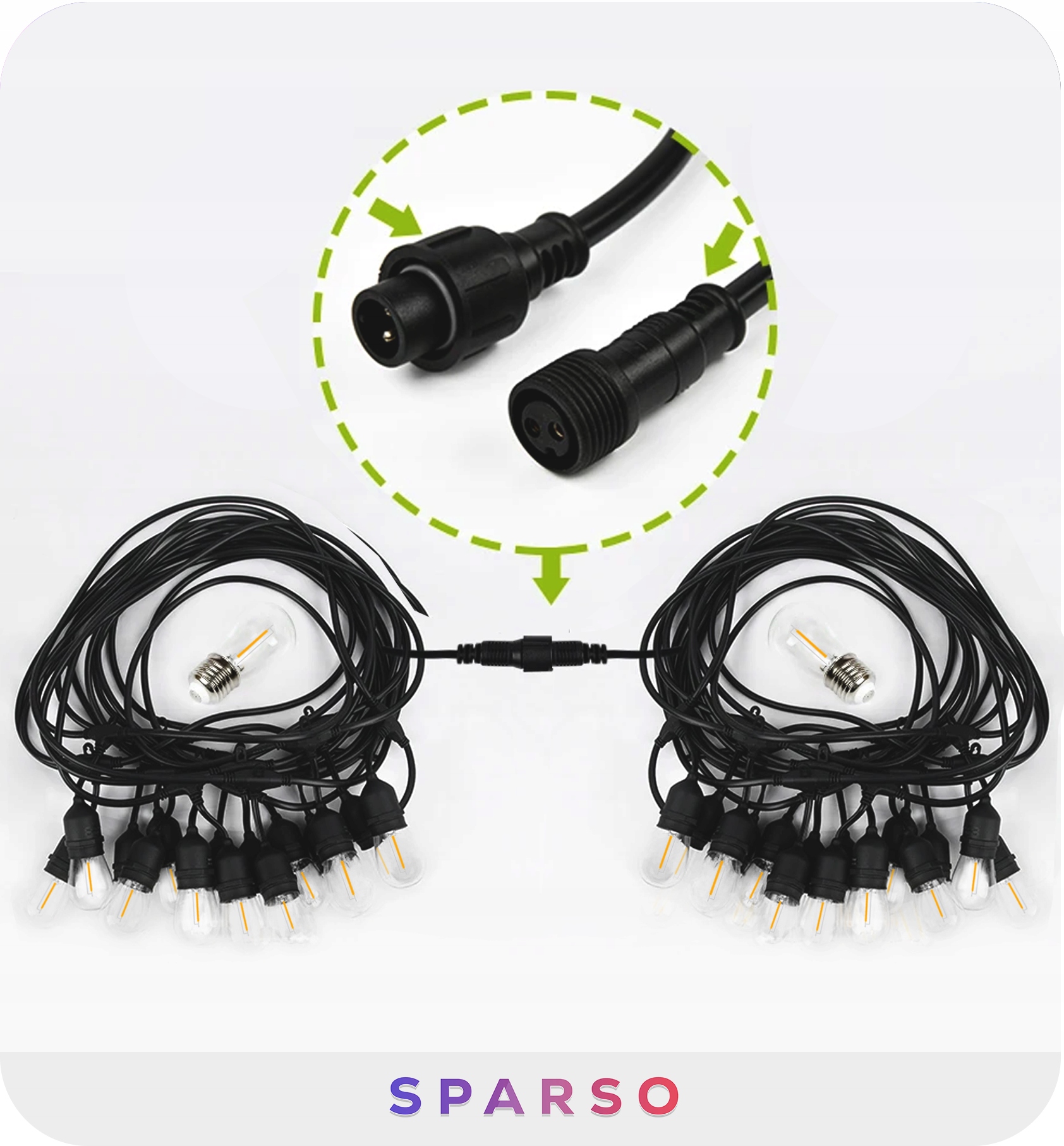 GIRLANDA OGRODOWA Lampki 10m LED Świetlna 230V Łańcuch WODOODPORNA 10x E27 Marka Sparso