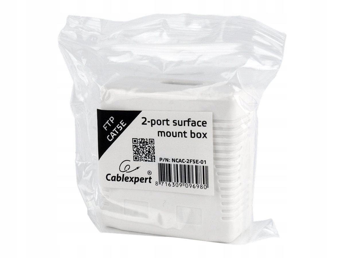 Gembird NCAC-2F5E-01 Gembird gniazdo natynkowe ekranowane 2xRJ45, kat. 5e