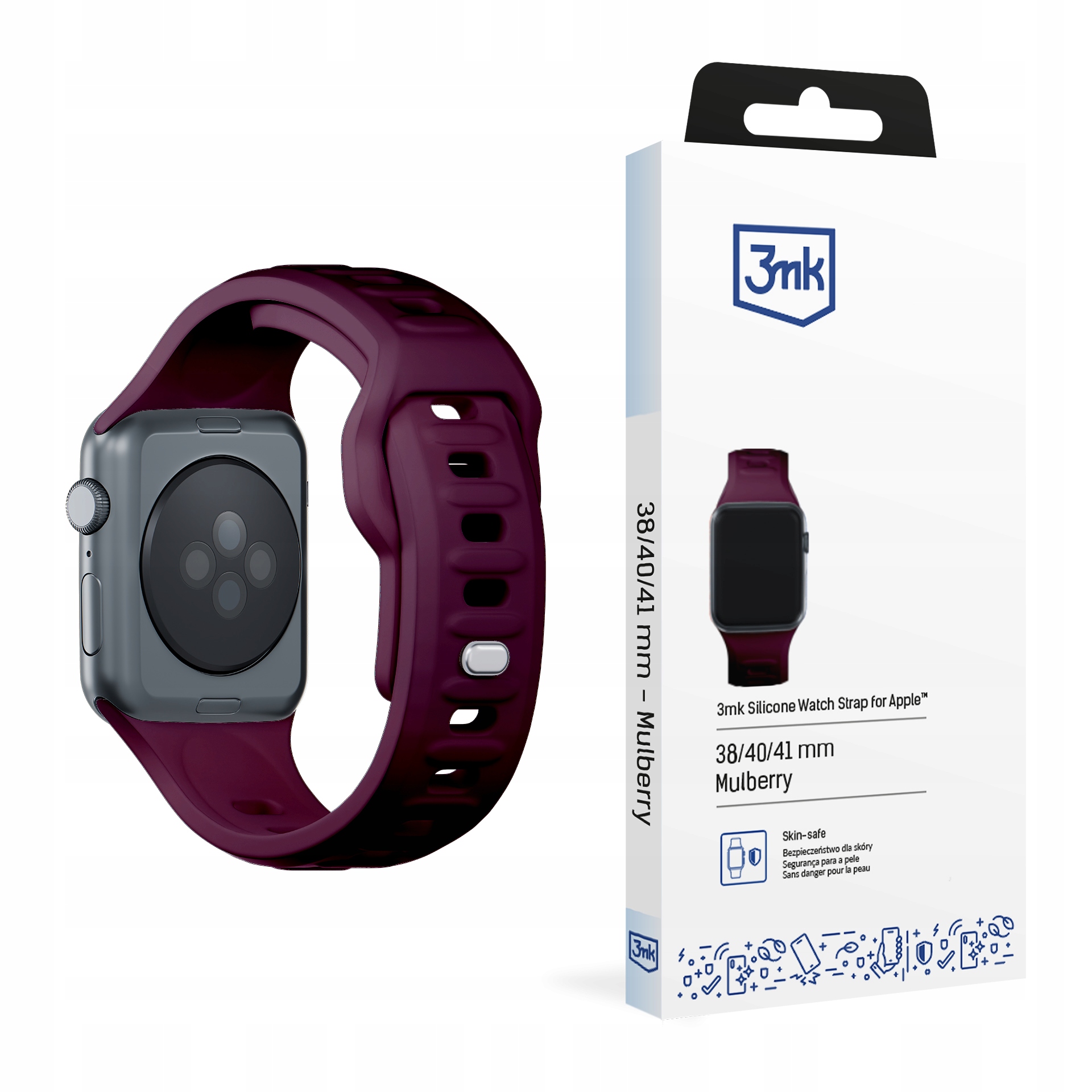 3MK Pasek Do Zegarka 38 40 41 42 MM Do Apple Watch Wodoodporny I Elastyczny