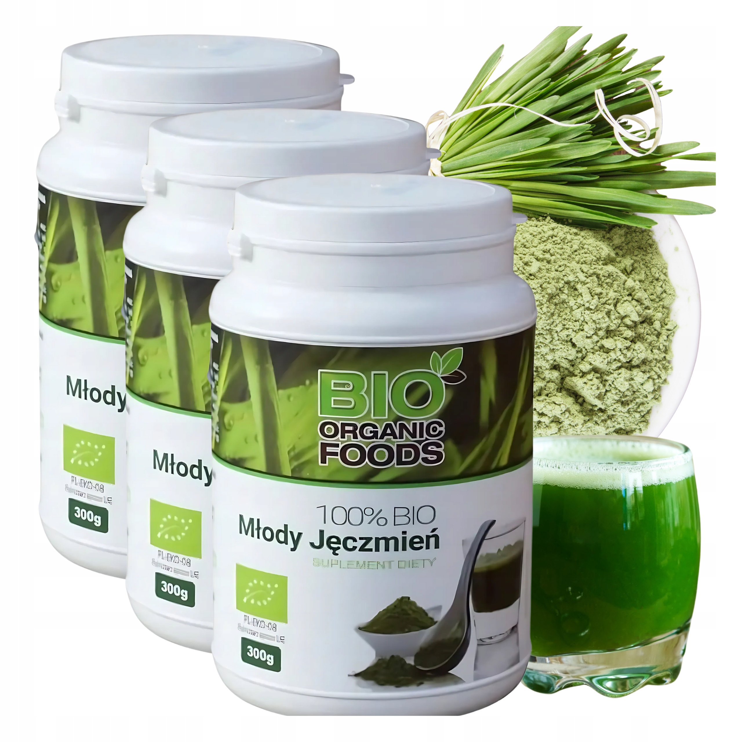 Levně Mladý ječmen Bio Organic Foods prášková ekologická šťáva 300 g