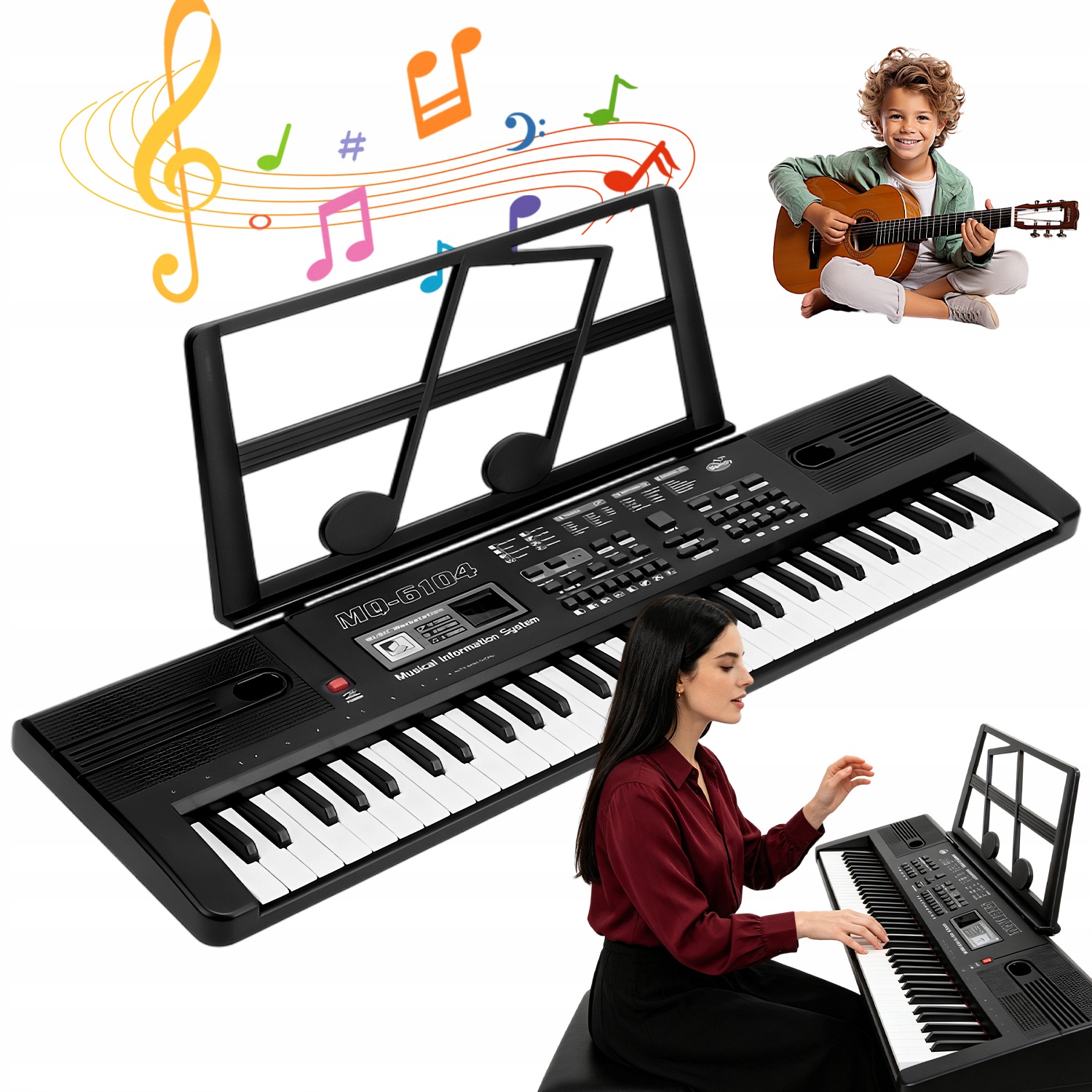 Keyboard Pianino Dla Dzieci Z Mikrofonem, 10 Rytmów, Regulacja Tempa