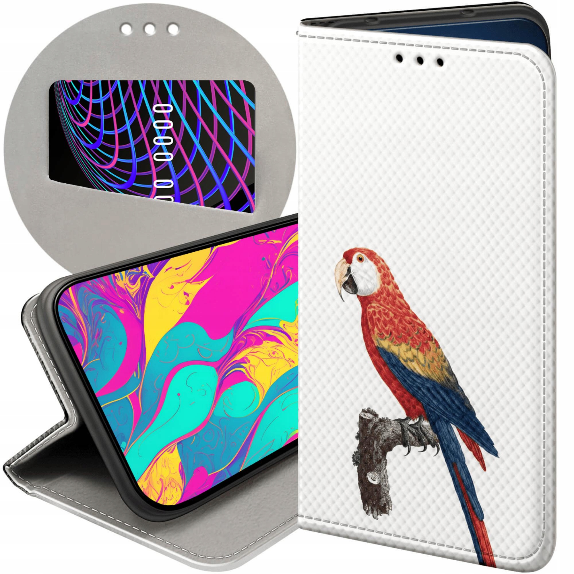 Etui Z Klapką Do Samsung Galaxy A57 Ptaki Ptak Papuga Koliber Futerał