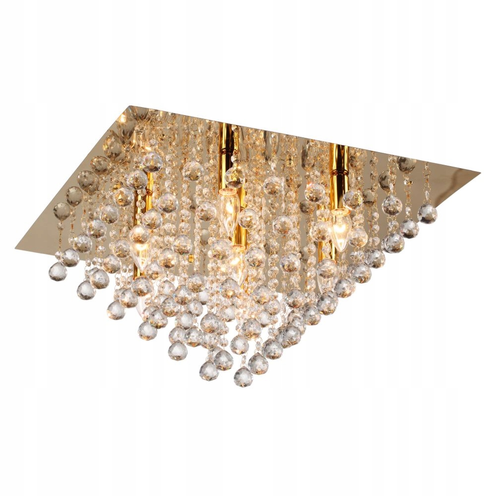 Plafon lampa Złota sufitowa kryształki 7pł. 56x56