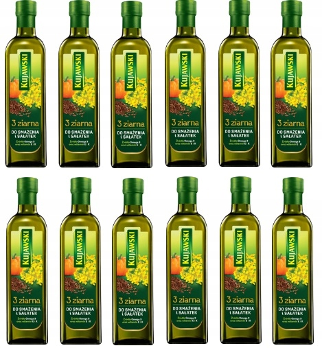 12x 750ml Kujawski 3 ziarna Olej z rzepaku lnu i pestek dyni Karton