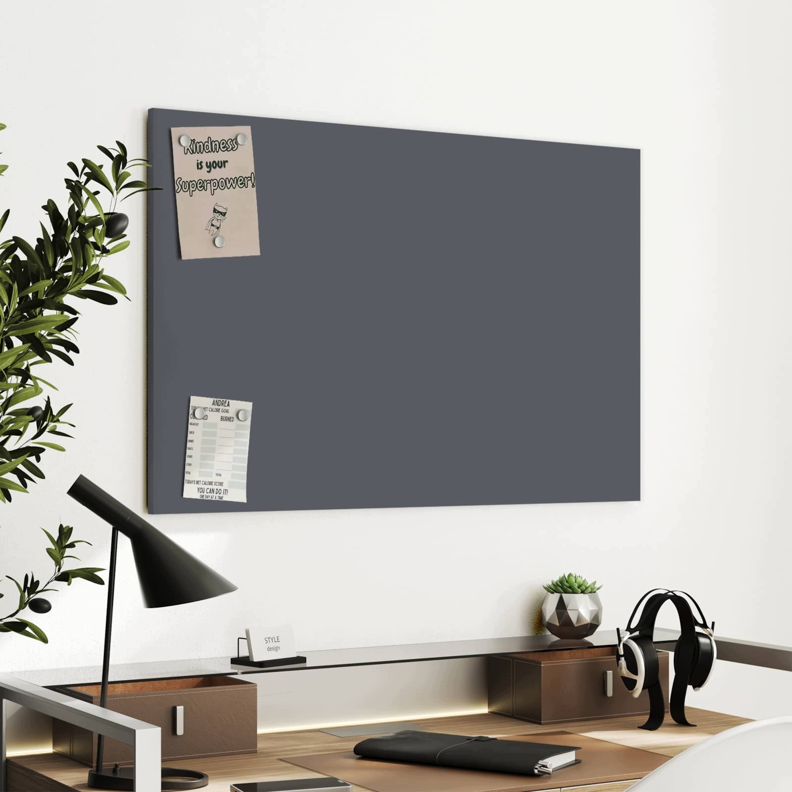 Magnetická tabule Tmavěšedé Pozadí 90 × 60 cm