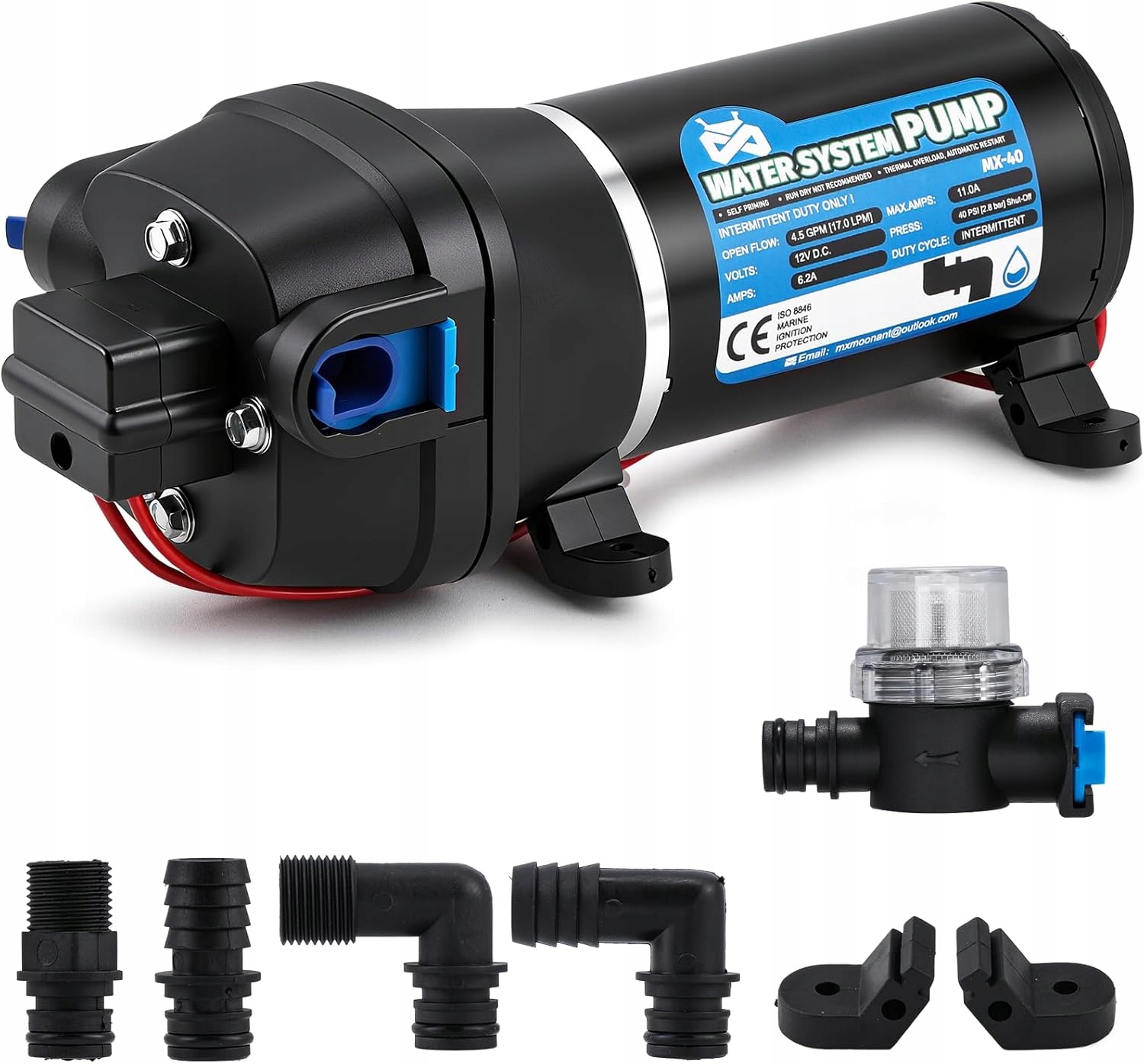 Vodná pumpa 12V Mxmoonant MX-40 DC 40Psi 17L/min pomocná pumpa 132W