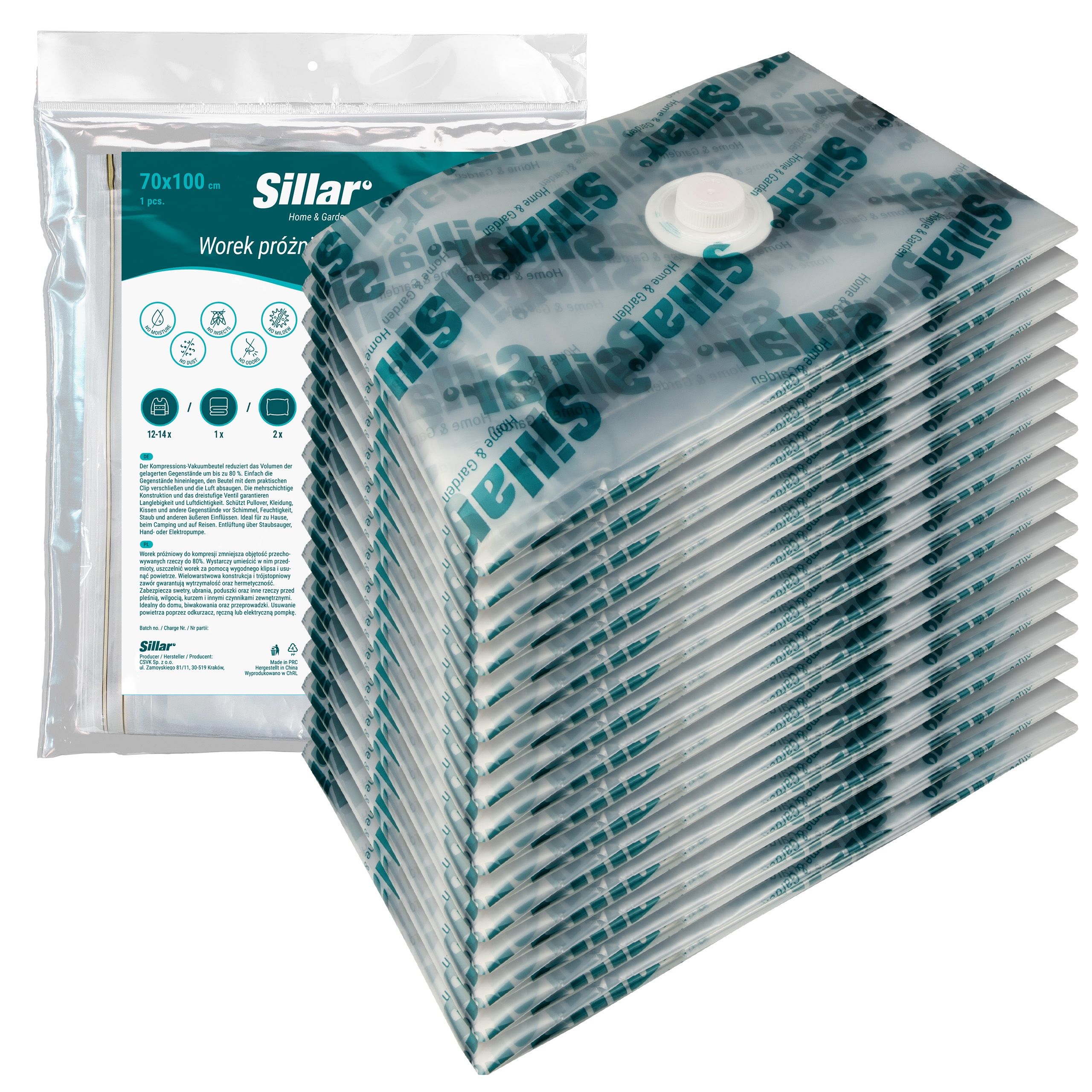 Levně Sillar Sada Vákuový Pytel Malý na oblečení Povlečení 70x100 cm 16 Ks