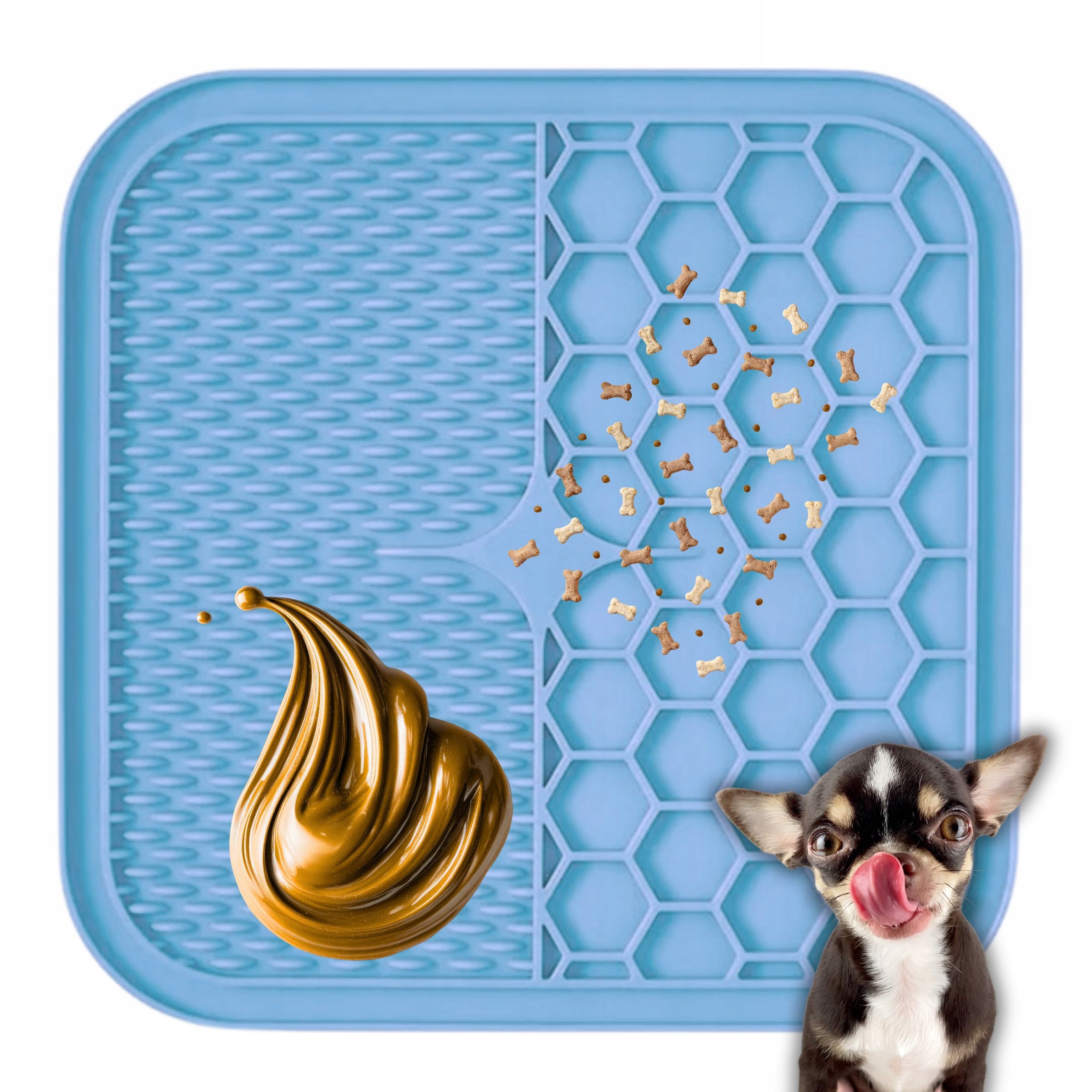 MATA DO LIZANIA DLA PSA KOTA SPOWALNIAJĄCA Z PRZYSSAWKAMI TACA PRZYSMAKI Kolor niebieski