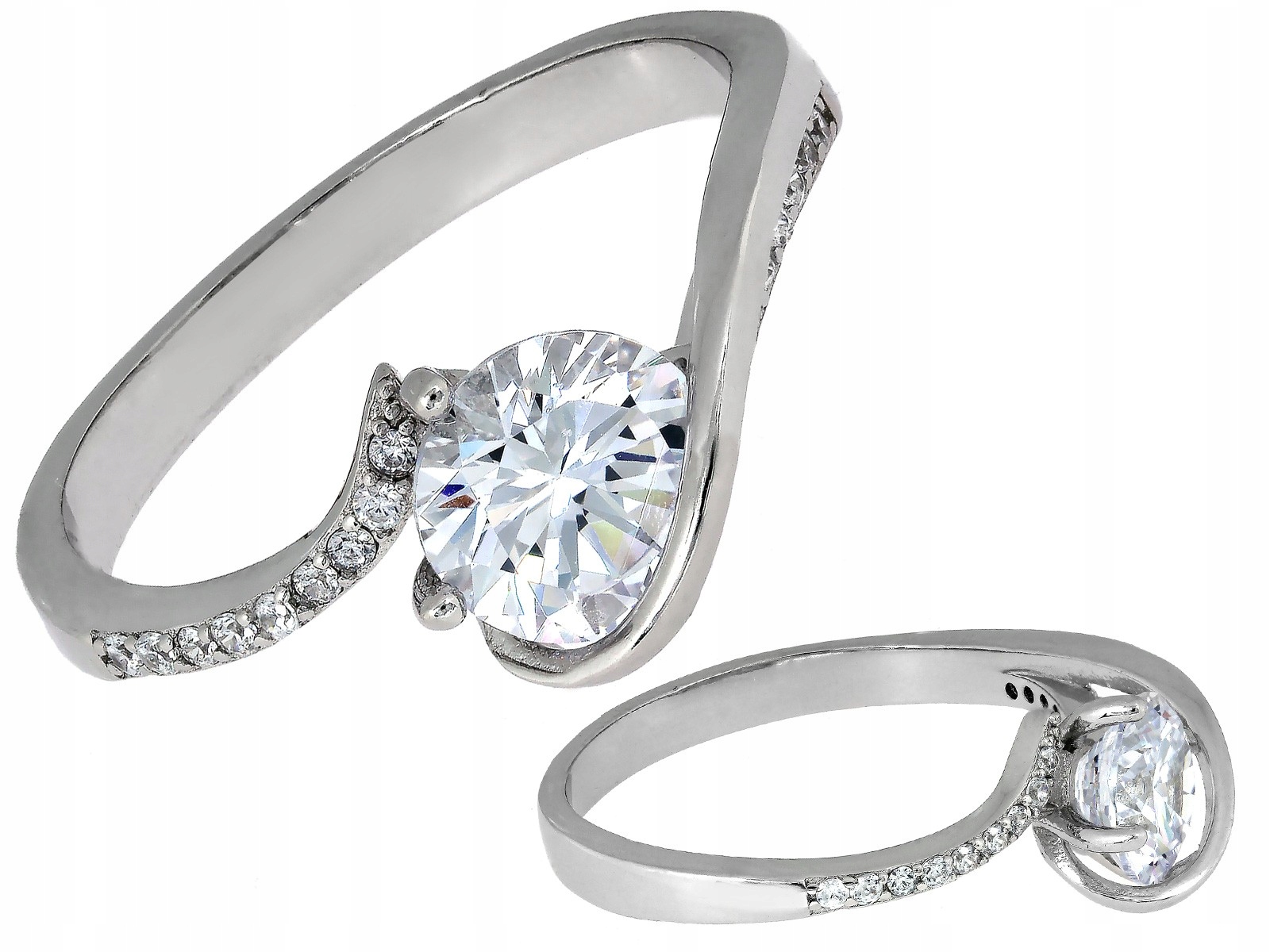 Prstýnek pro ženu ze stříbra 925 Kulatá centrální Zirkon módní r17