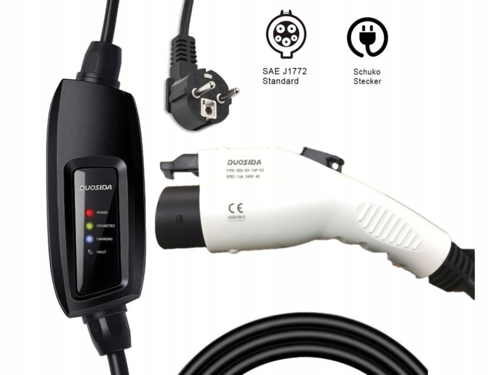 Ladowarka DUOSIDA 16A 230V Do Aut USA Smart 2 ED 3 Producent code SAE J1772 2010 typ 1 USA