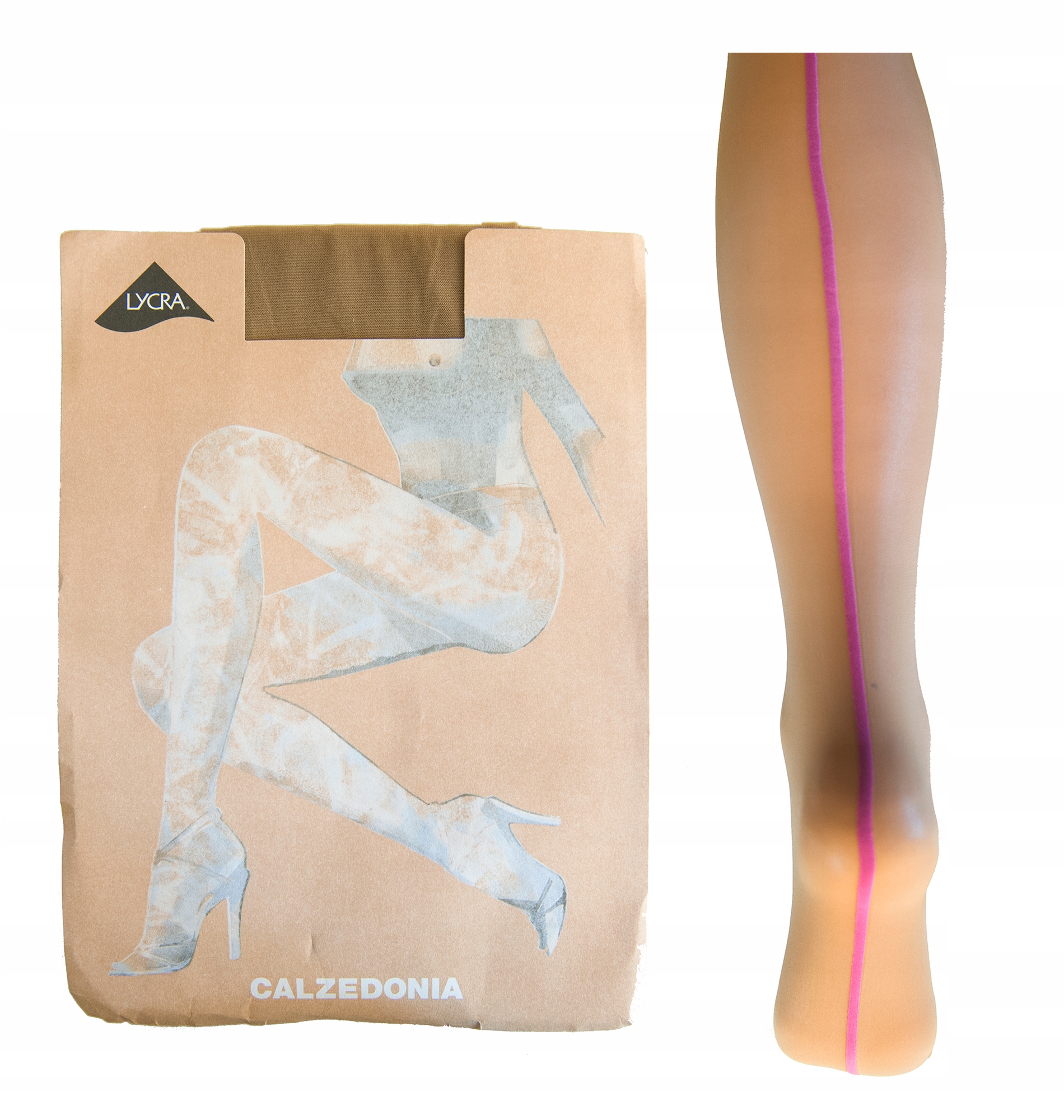 

Calzedonia rajstopy beżowe różowy szew 1/2 S/m