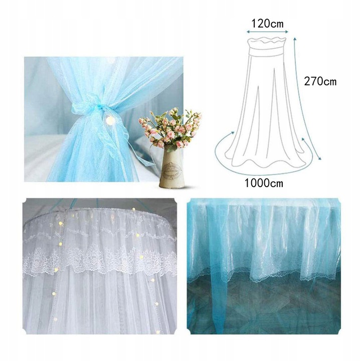 MOSKITIERA BALDACHIM NAD ŁÓŻKO + LED ŁAŃCUCH Marka inna marka