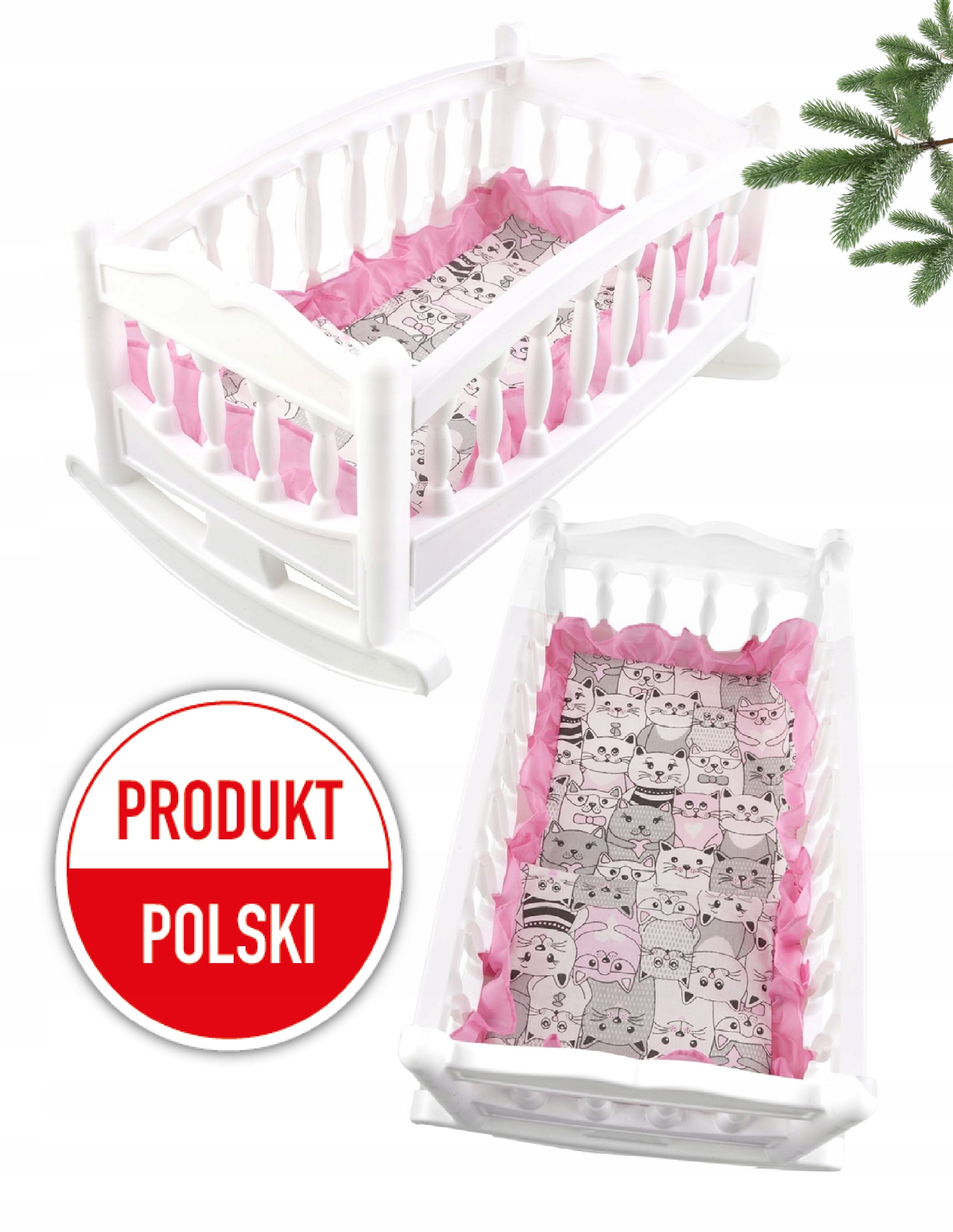 KOŁYSKA LALKA ŁÓŻECZKO Z BOBAS POŚCIEL ZESTAW Wiek dziecka 2 lata +