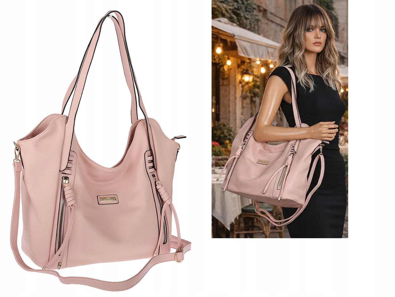 Dámská taška Shopper Taška přes rameno velká, prostorná CH2163 Růžová