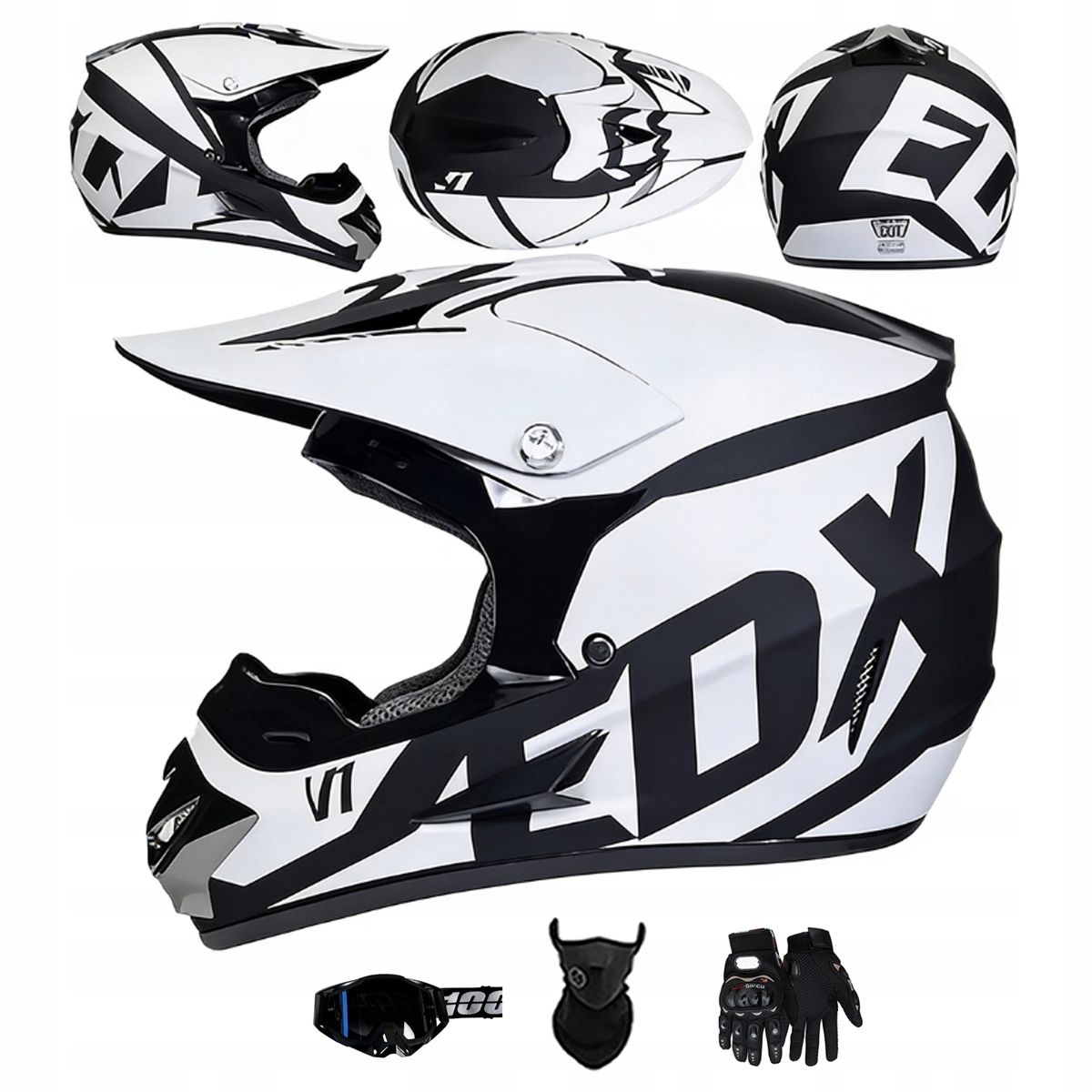 Motocyklová Přilba Lehká Enduro Quada Brýle Rukavice Maska M