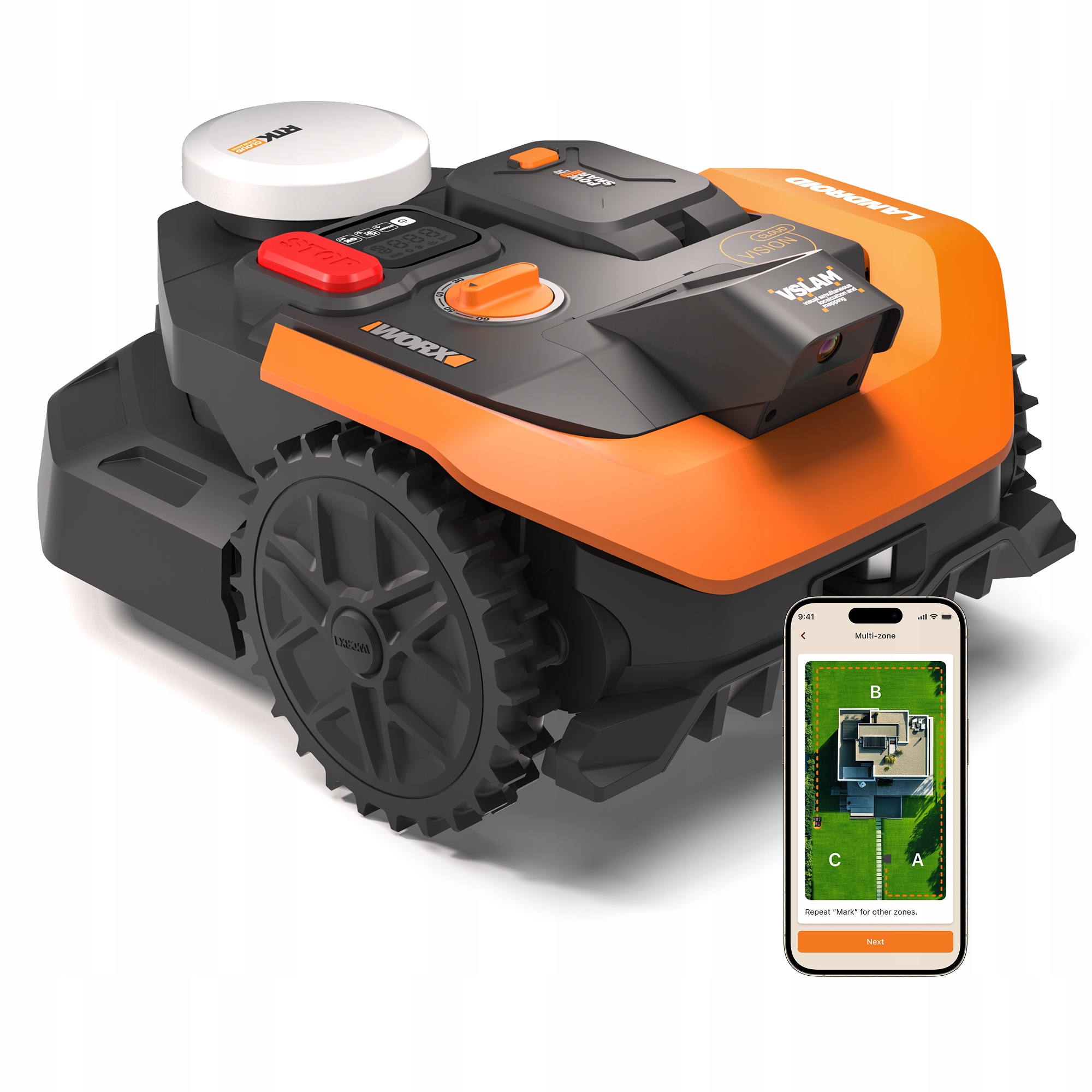 Robot koszący bez kabla Worx Vision Cloud RTK AI V-SLAM 500m2 WR305E