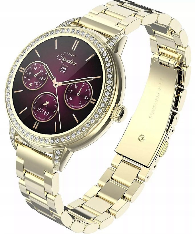 Elegantní Dámské Bižuterní Chytré Hodinky Garett Stella Zlatý Slim Pásek