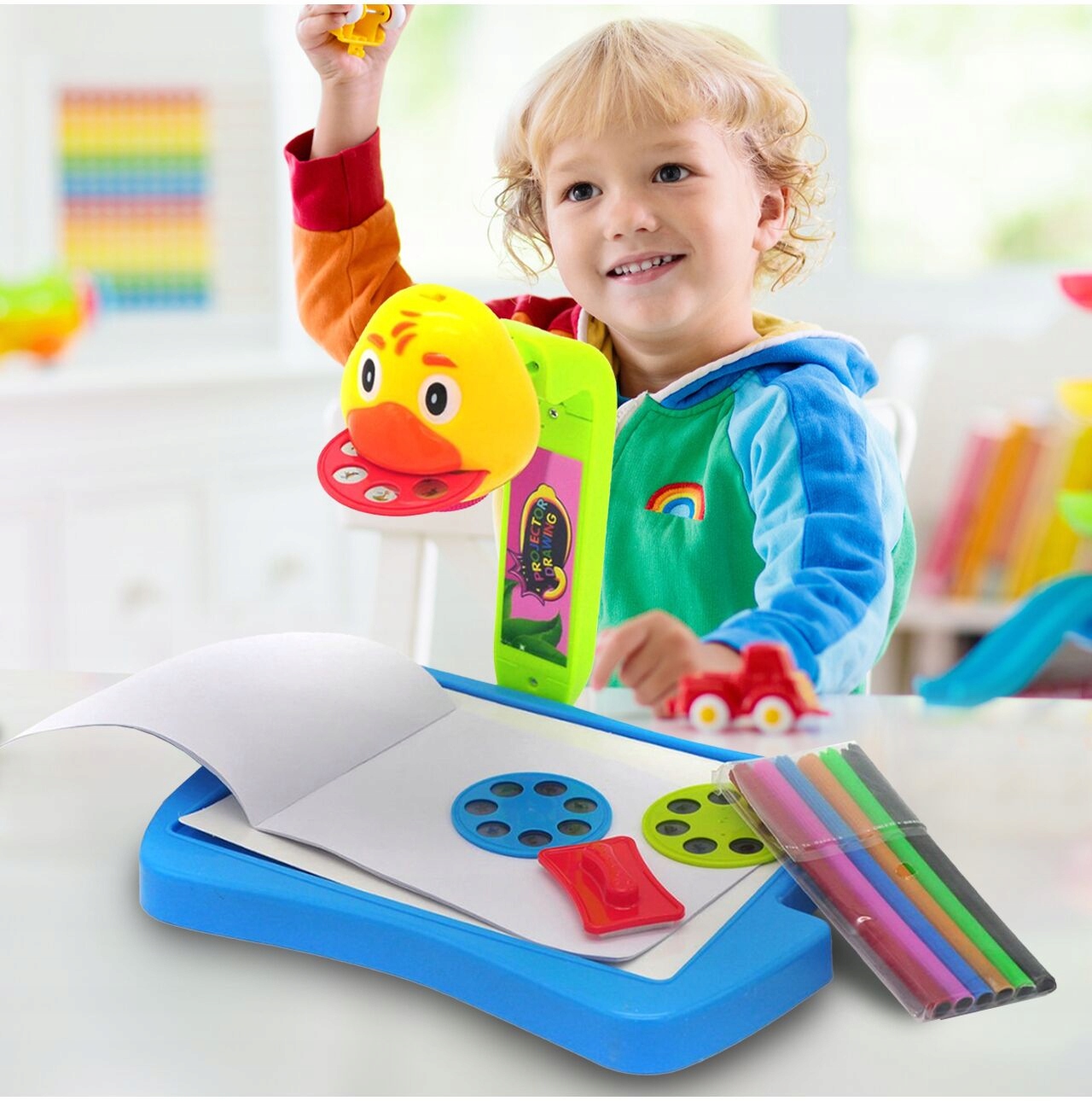 Projektor Rzutnik do Nauki Rysowania ze Slajdami Podświetlany Regulowany Kod producenta Tablica do Nauki Rysowania Slajdy Mazaki