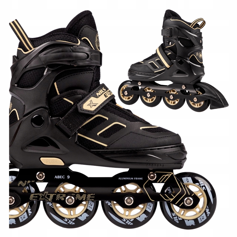 Kolečkové Brusle s regulací Brusle 2v1 Rekreační Černo-béžové Pro Mládež 35-38