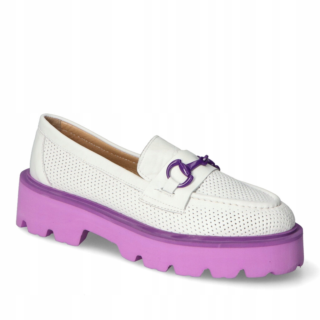 Mokasíny Modo 401.0788/F-464 Bílé/Fialové lico 39