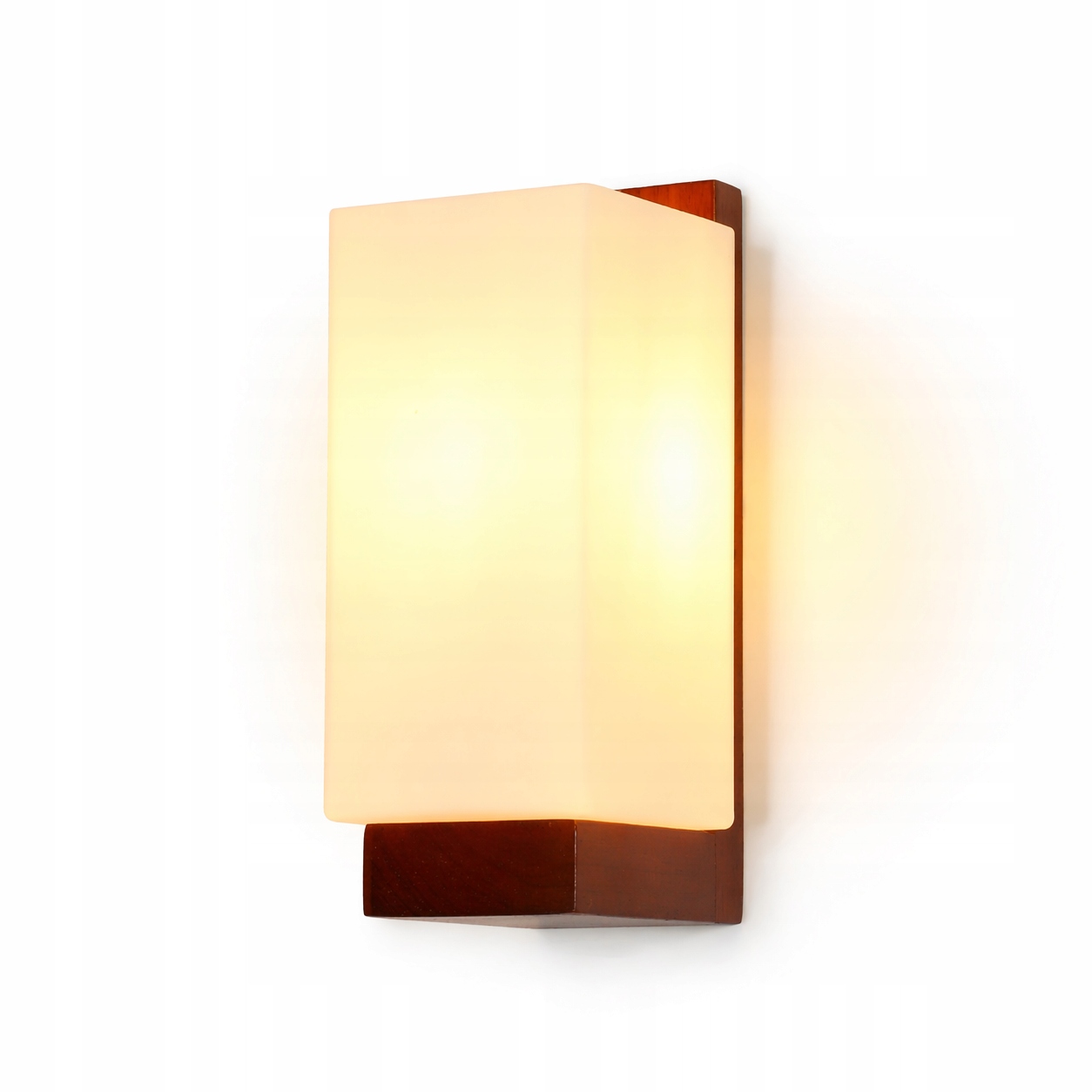 Nástěnné Svítidlo E27 Ořech Dřevo Čtverec Retro Loft Pro Ložnici