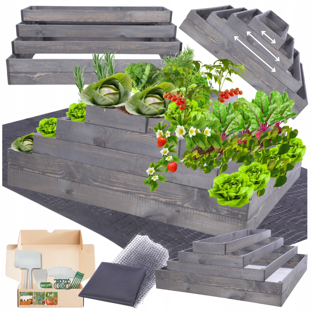 Vyvýšený záhon s nastaviteľnou kaskádovou impregnáciou 45x120x120
