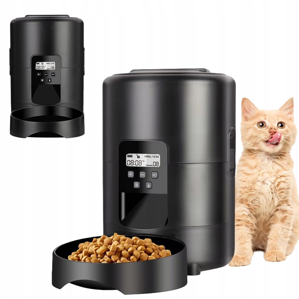 Levně Dávkovač Krmiva 2 L S LCD Displejem A Vyjímatelnou Miskou Dávkovač S Časovačem