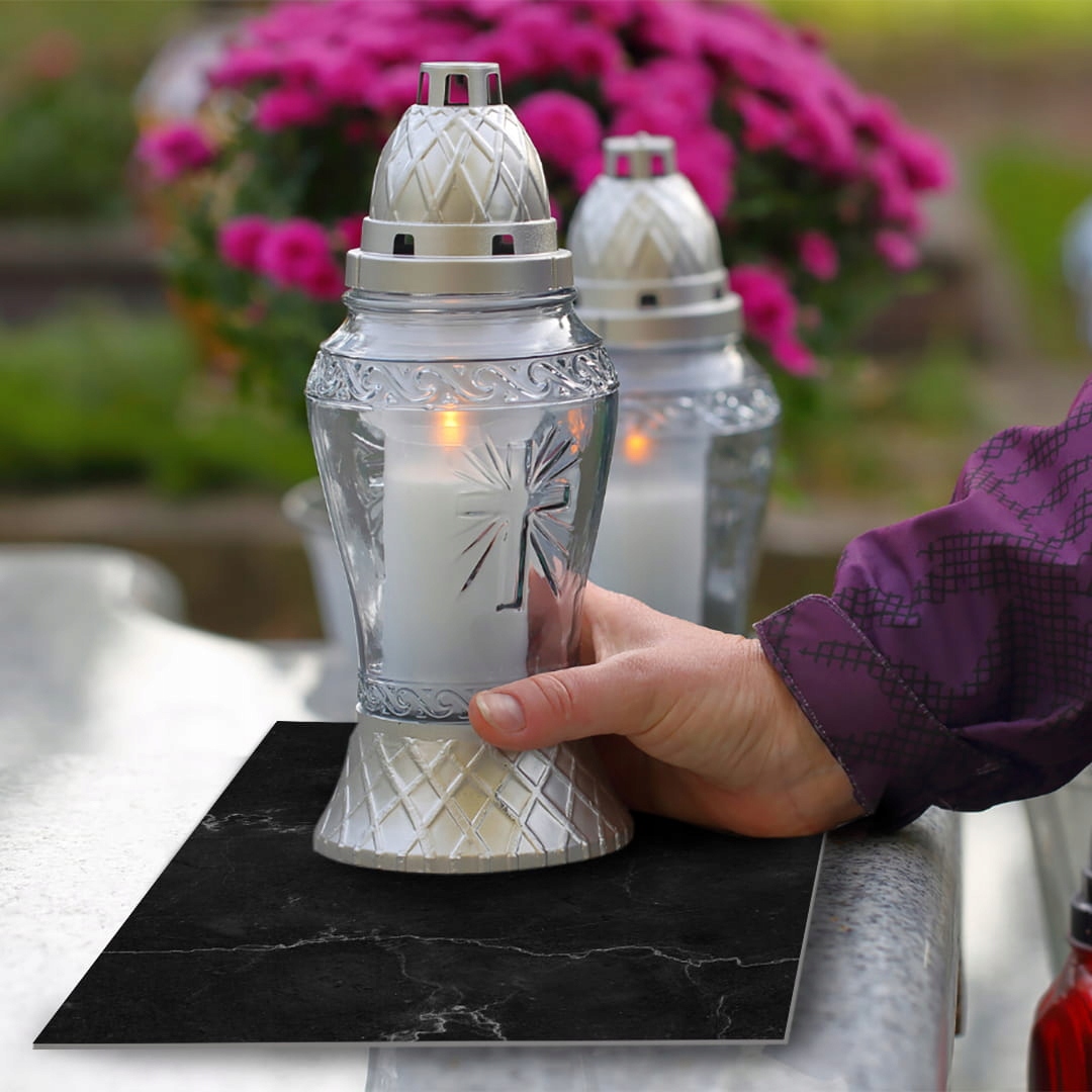 SZKLANA PODSTAWKA POD ZNICZE 60x20cm Marmur 377c Szerokość produktu 20 cm