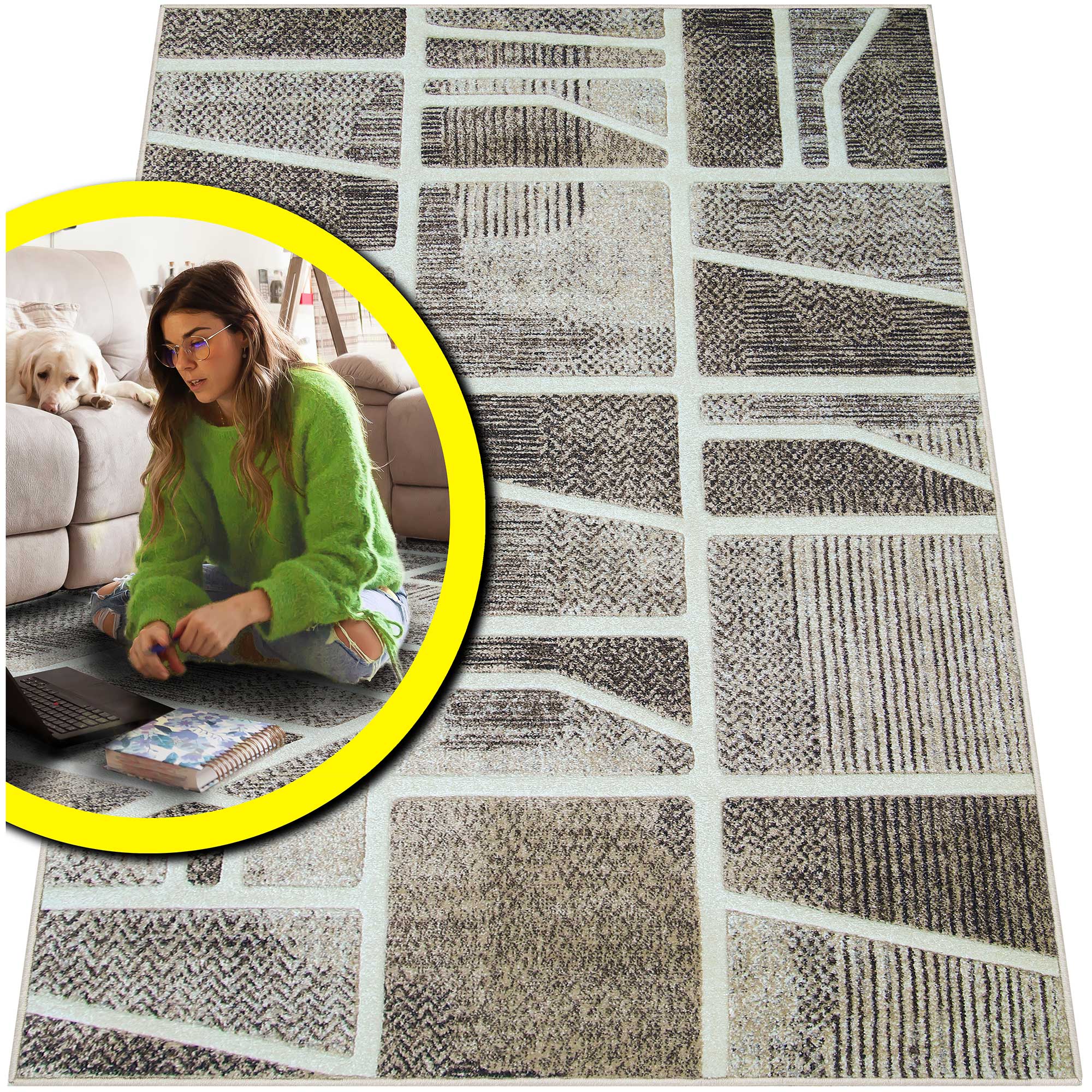 Brazový Hustý Koberec Do Obývacího Pokoje Romantic Krátké Štětiny Do Ložnice 160x230