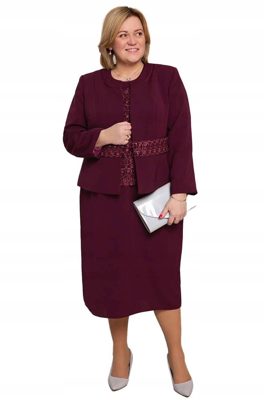 Třídílná bordó sukně s krajkou, velikost 46