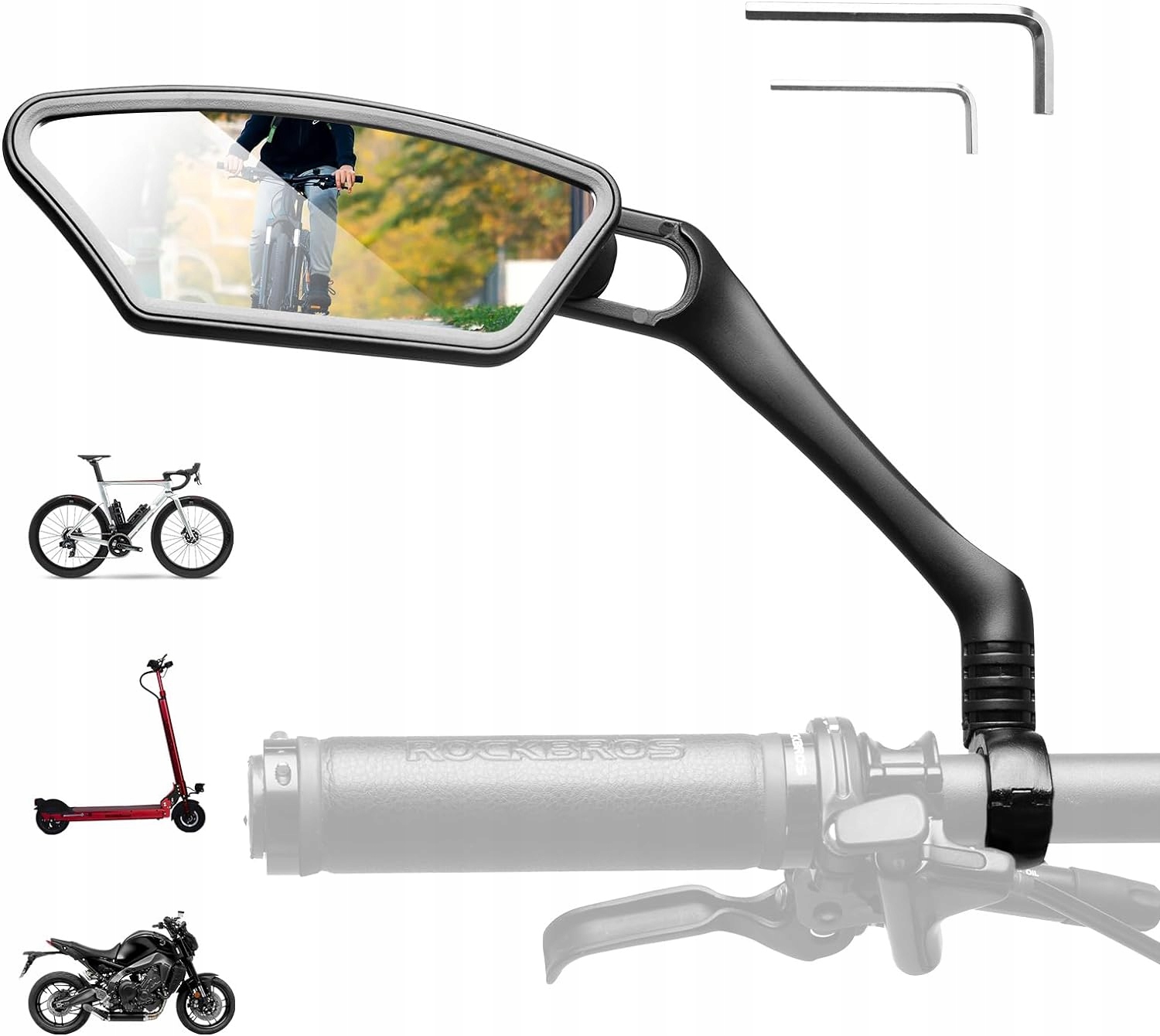ROCKBROS Lusterko Rowerowe Wsteczne ze Stali Nierdzewnej 21-26 mm na Lewo