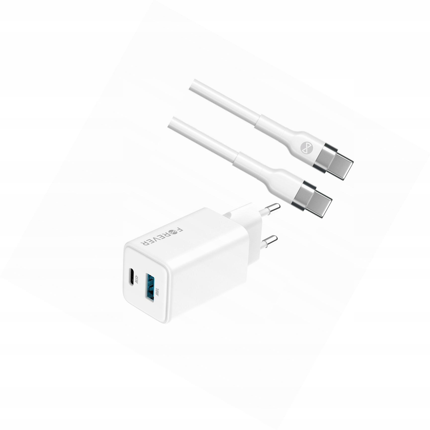 Szybka ładowarka GaN 45W 2 wejścia Usb i Usb-c z kablem do Realme 12 Pro