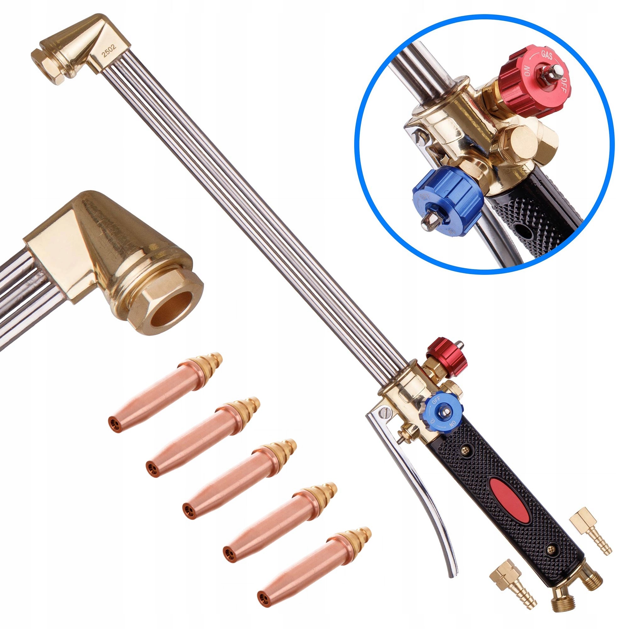 Hořák na ohřívání a řezání propan-kyslíku 50 cm Vestavěná Pojistka 5 trysek