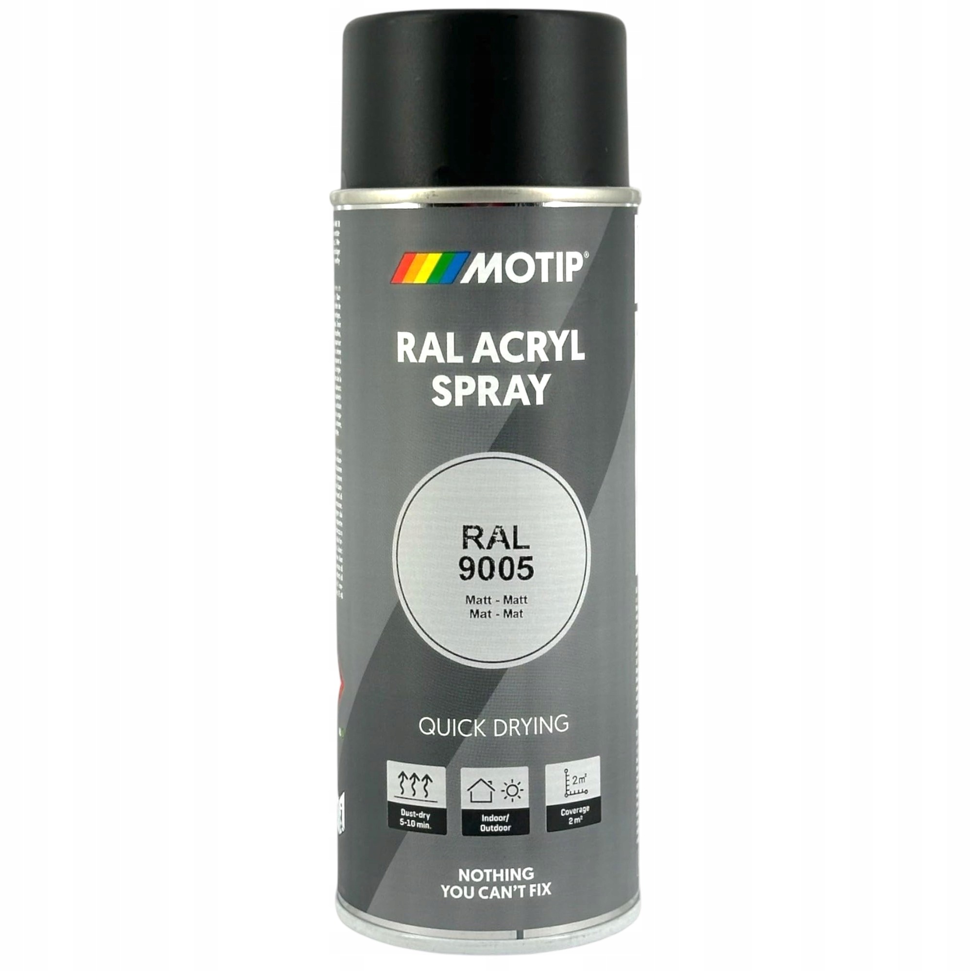 Motip Matowy Lakier Akrylowy Spray Ral 9005 Czarny Mat 400ML