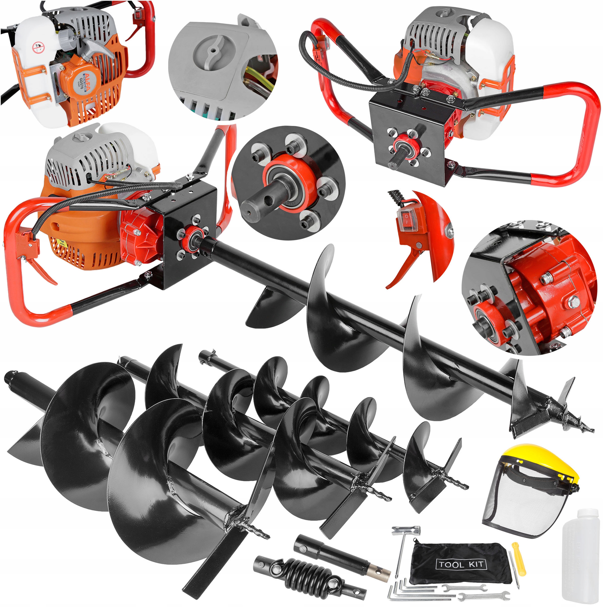 WIERTNICA GLEBOWA ŚWIDER SPALINOWY DO GLEBY ZIEMI 3 WIERTŁA MOCNA ZESTAW