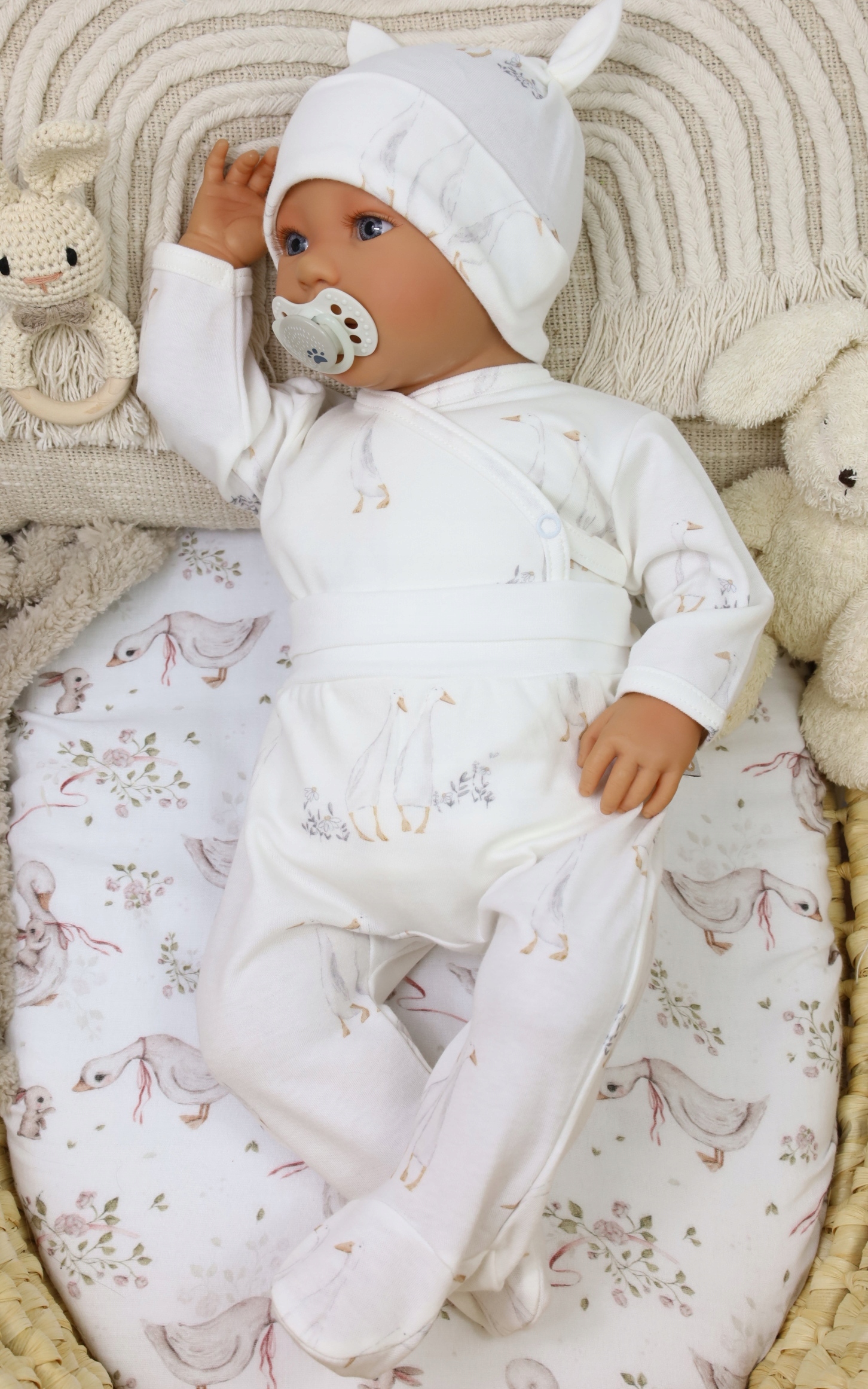 KOSZULKA NIEMOWLĘCA KOPERTOWA KAFTANIK 56 GĄSKI ECRU /83/ Rękaw długi rękaw